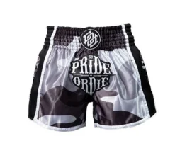 Pride Or Die Reckless Urban Camo Muay Thai Shorts Nero-Bianco